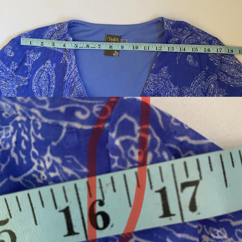 Taylor Periwinkle Blue Paisley Tiered Maxi Dress Swiss Dot Boho 18W - Picture 13 of 17